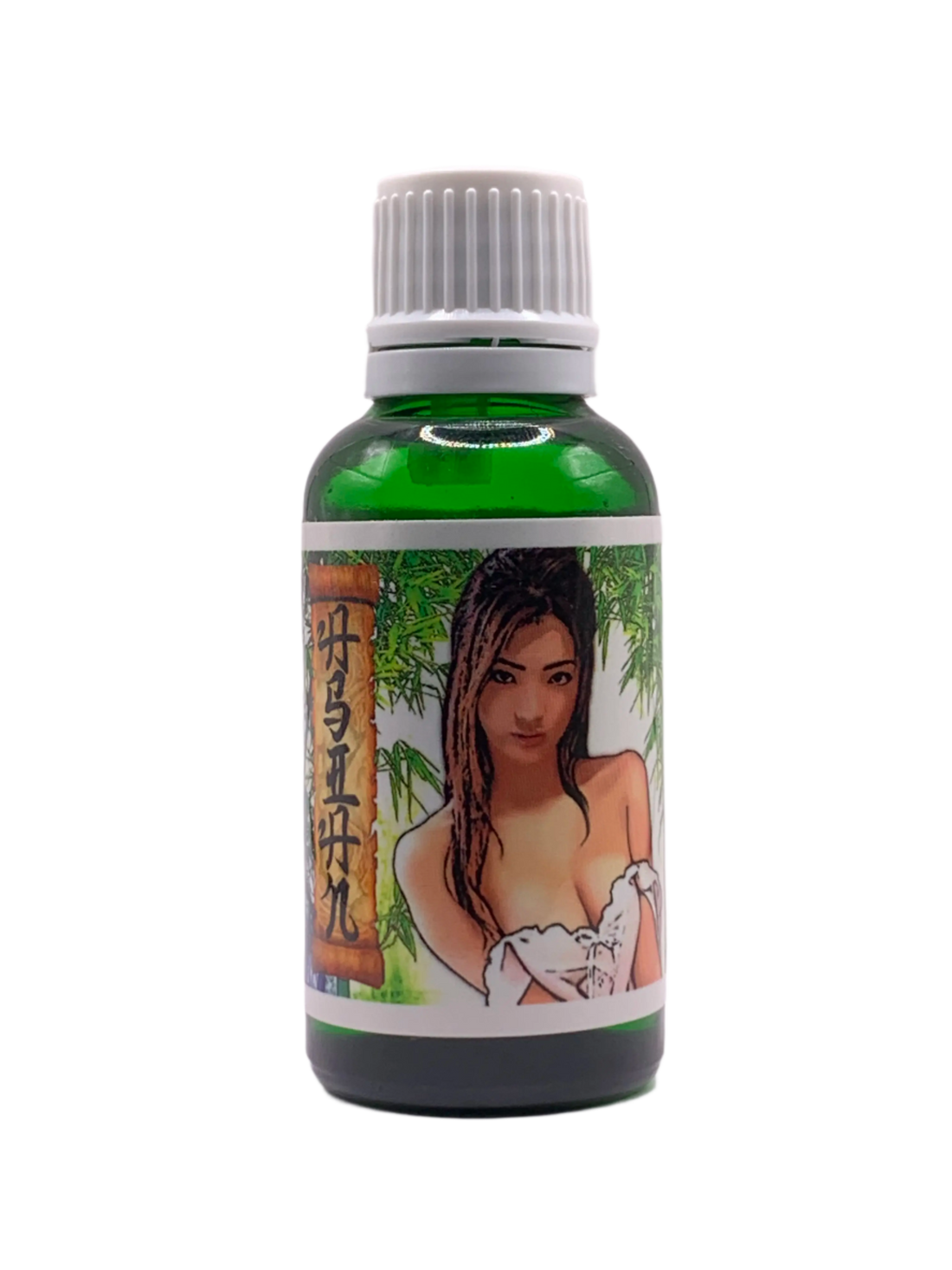 Bottle of Asian for Asian pheromones label reads liquid alchemy labs