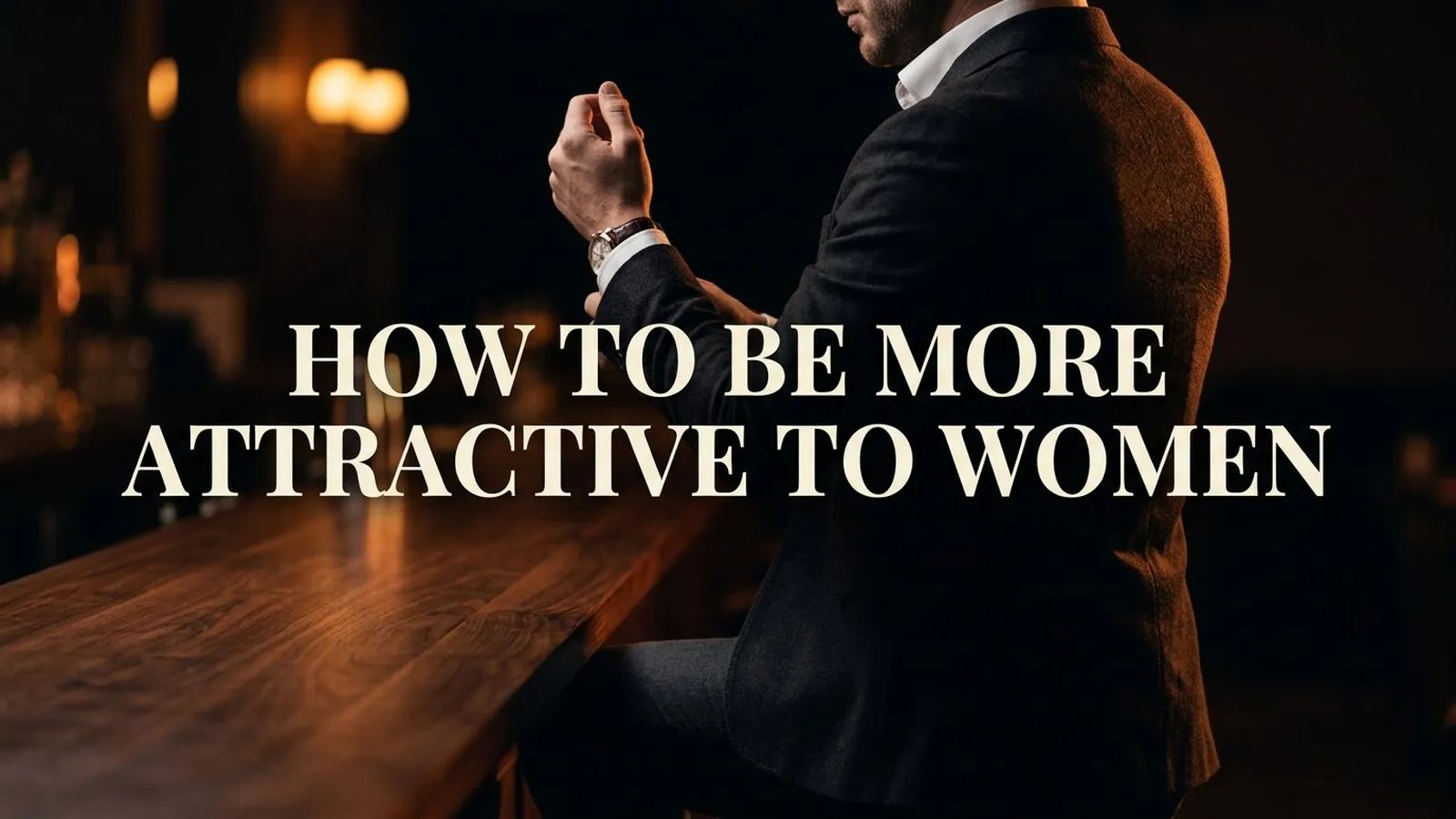 How to be more attractive to women: silhouette of a well-dressed man adjusting his cuff under warm amber light