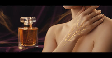 Pulse points for pheromone application showing neck and wrist zones with golden glow