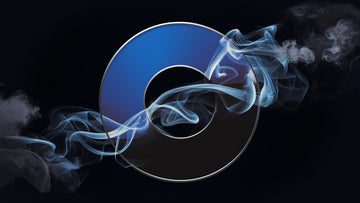 a blue circle with whisps of smoke around it
