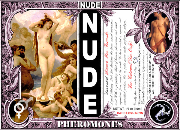 NUDE attract men pheromone oil label