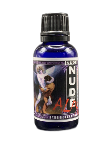 NUDE ALPHA gay pheromone cologne bottle