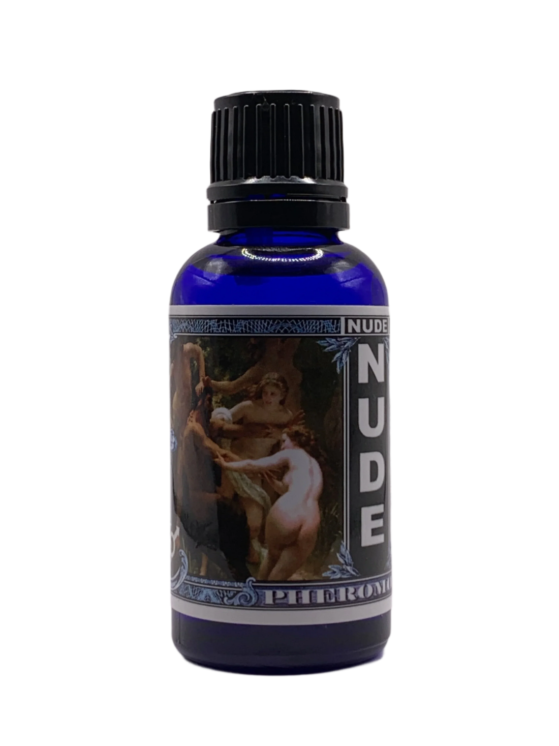 Bottle of pheromone product labeled NUDE™ for Transgender Women
