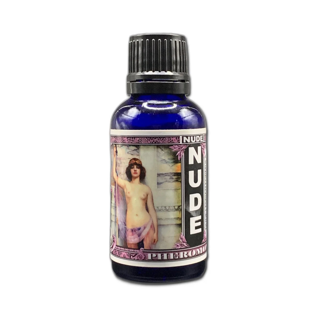 Bottle of pheromone product labeled NUDE™ for Lesbian