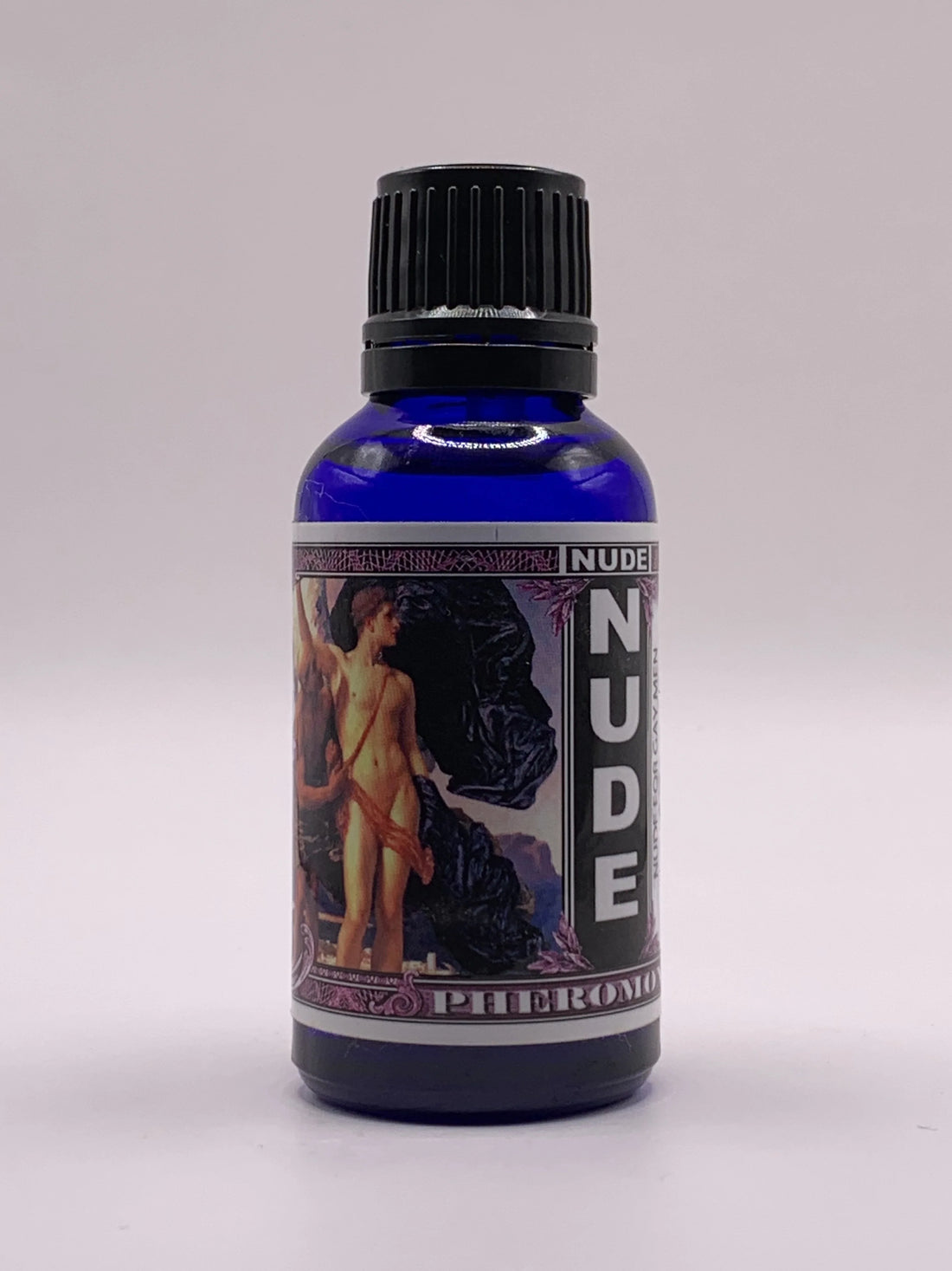 Pheromone Oil for Gay Men Cologne Bottle labeled NUDE 