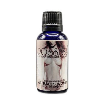 Bottle of pheromone product labeled POSSESS™ For Lesbian