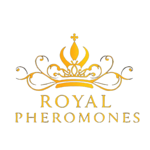 royal pheromones logo a perfume oil store specializing in pheromones. a crown and gold letters royal pheromones