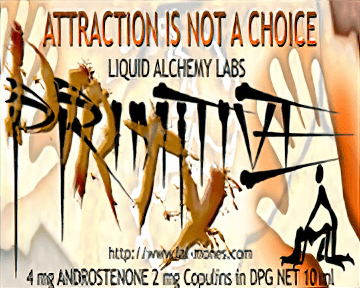 The label reads "Attraction is Not a Choice" and "Liquid Alchemy Labs." 