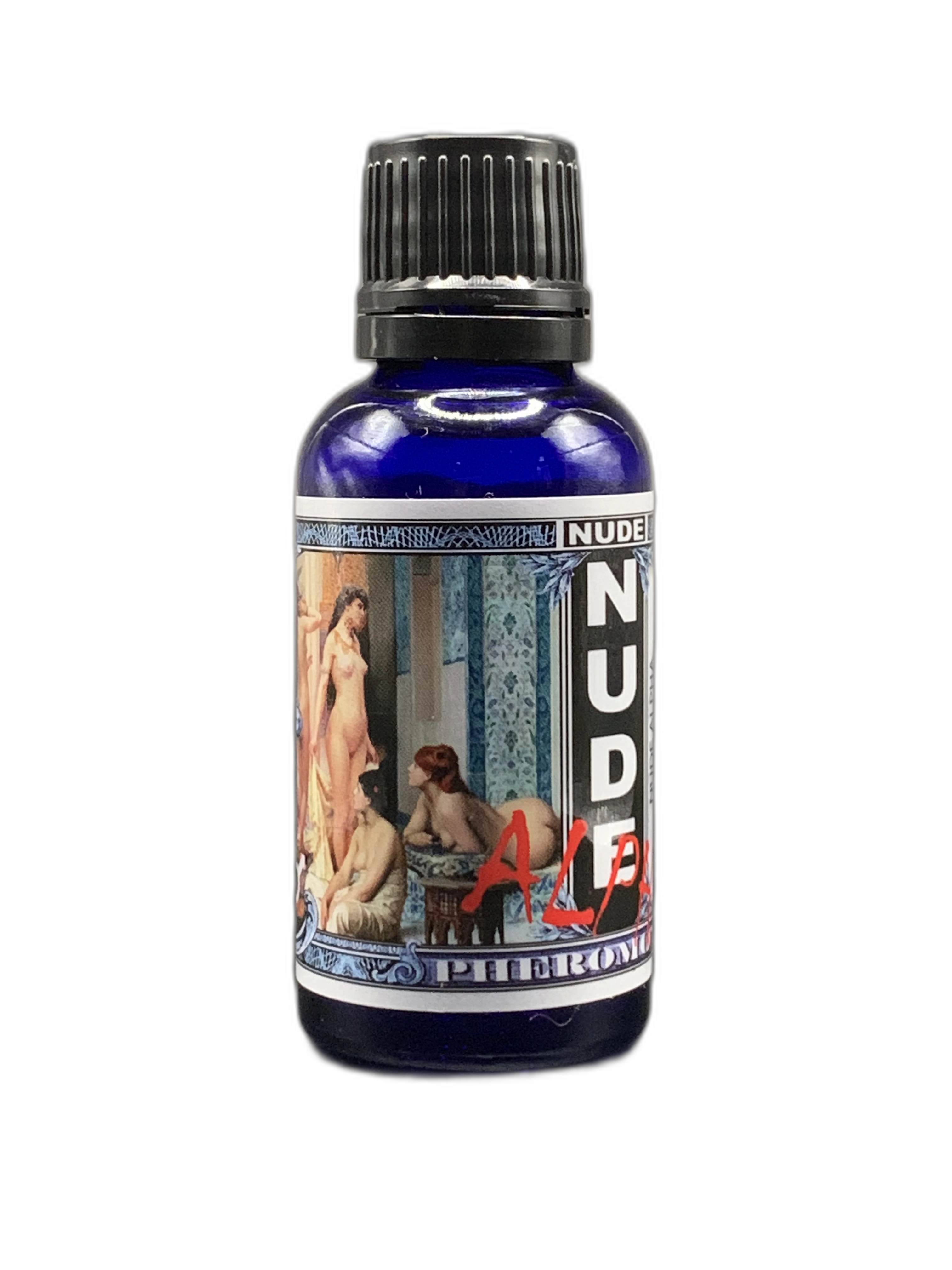 NUDE Alpha 30ml pheromone cologne bottle